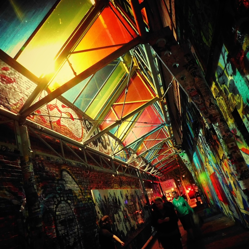 Stained Glass Bridge Wood Art Print